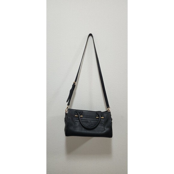 Vince Camuto Margi Leather Shoulder Bag color Black gold metal - Picture 2 of 12